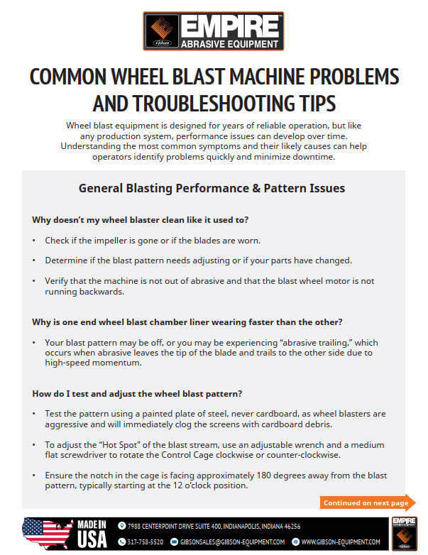 Common Wheel Blast Machine Problems